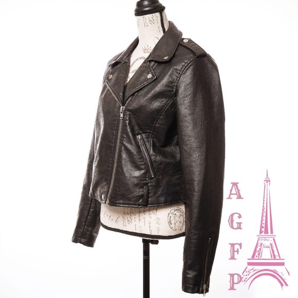 Wild Fable Womens vegan leather black moto jacket - Picture 6 of 14